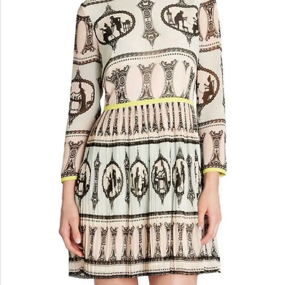 TED BAKER Tea for Two Cameo Silhouette Print Pleat Skirt Dress - Size 3 - Picture 3 of 9